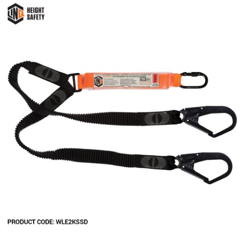 LINQ WEBBING LANYARD ELASTIC DBL LEG 1X SG KARABINER 2X D.A SCAFF HOOK